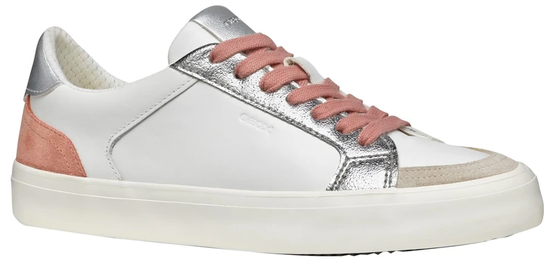 Geox Women's D EMMELENY E Sneaker, White/Dk Skin, 6 UK