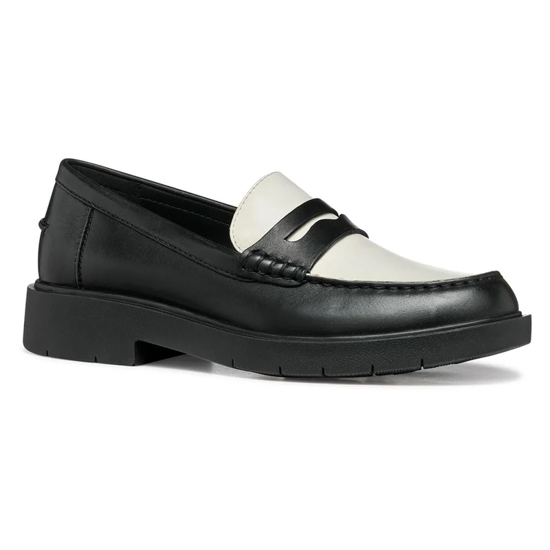 Geox Women's D SPHERICA EC1 A Loafer, Black/Lt Sand, 6 UK