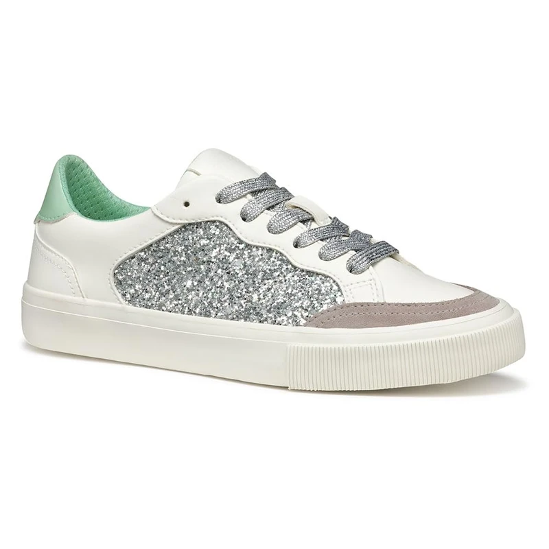 Geox Women's D EMMELENY B Sneaker, Optic White/Rock, 7.5 UK