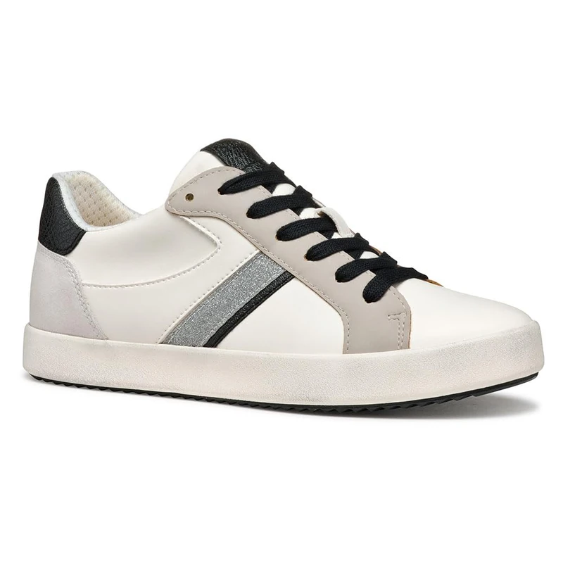 Geox Women's D BLOMIEE C Sneaker, Optic White/Black, 5 UK