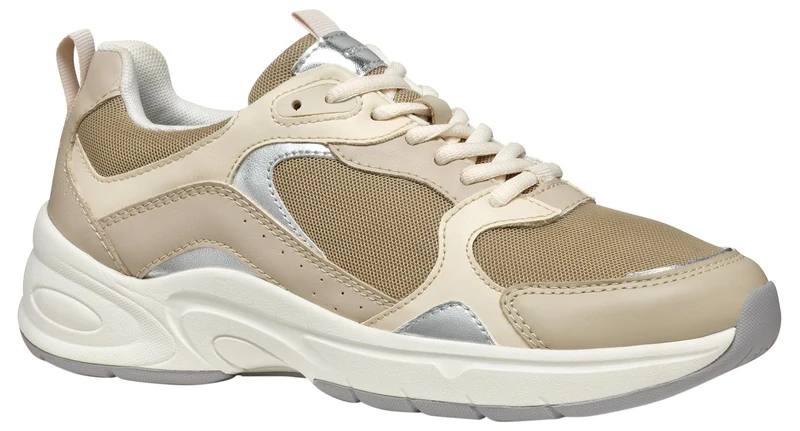 Geox Women's D ZARVIA A Sneaker, Lt Taupe/Papyrus, 6 UK