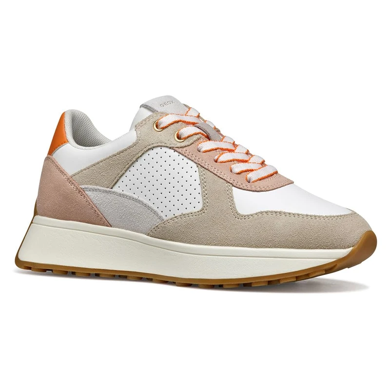 Geox D Amabel A, Women’s Sneaker, White/Lt Taupe,