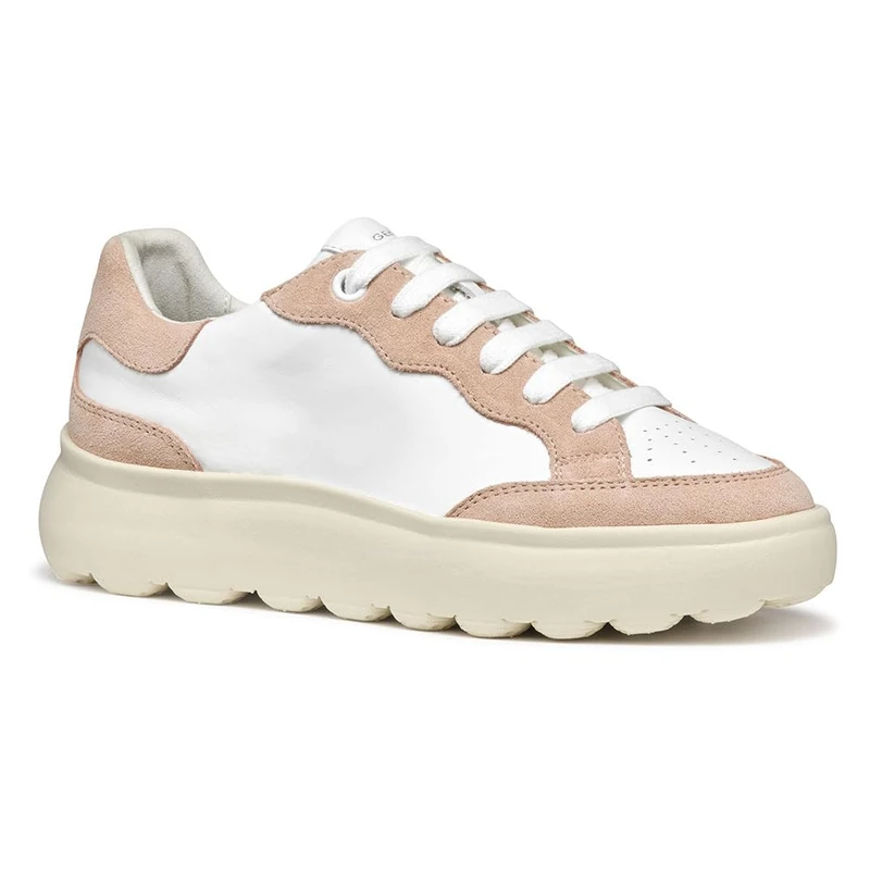 Geox Women's D SPHERICA EC4.1 A Sneaker, White/Nude, 7 UK