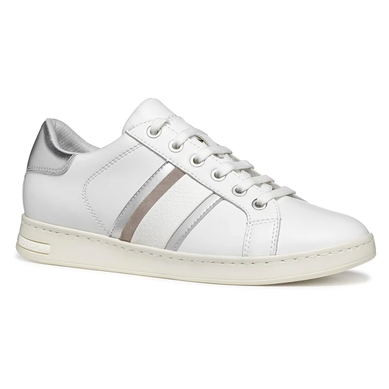 Geox Women's D Jaysen E Sneaker - White/Silver - 7.5 UK
