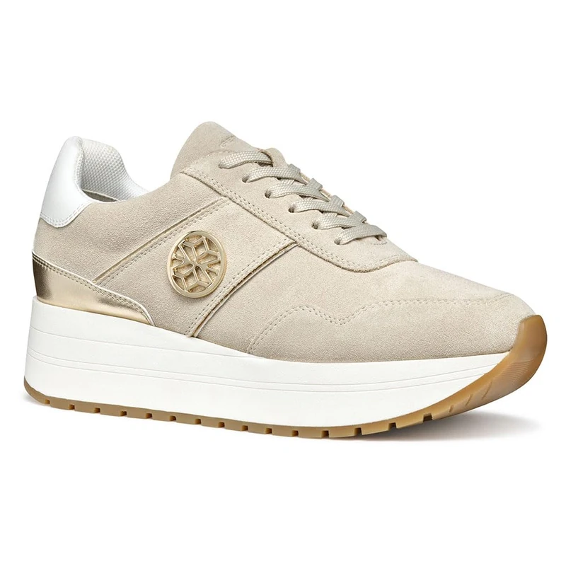 Geox D New KENCY A, Women’s Sneaker, Lt Taupe/Lt Gold,