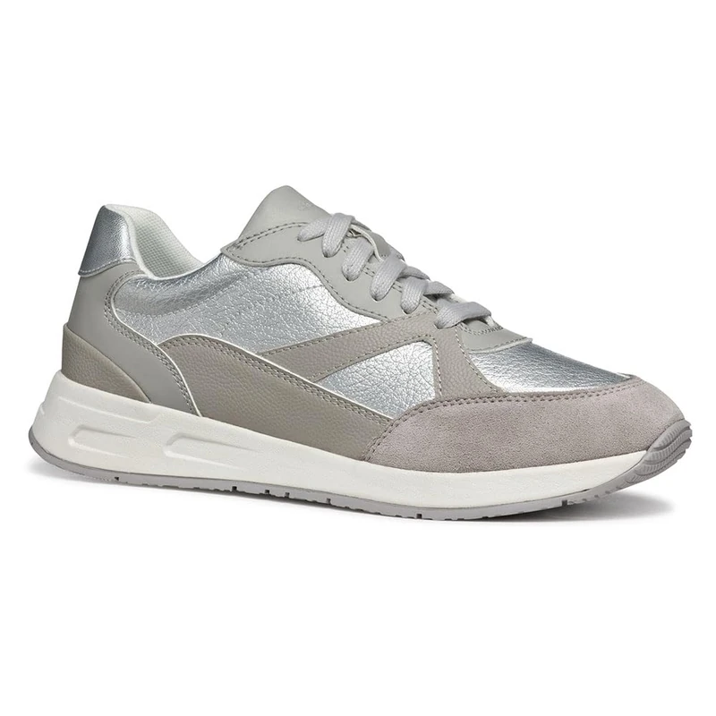 Geox Women's D BULMYA A Sneaker, Silver, 6 UK