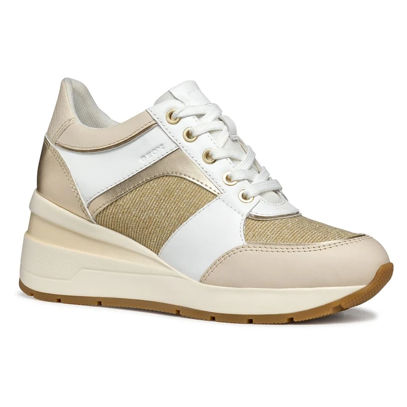 Geox Women's D ZOSMA A Sneaker, White/Lt Gold, 6 UK