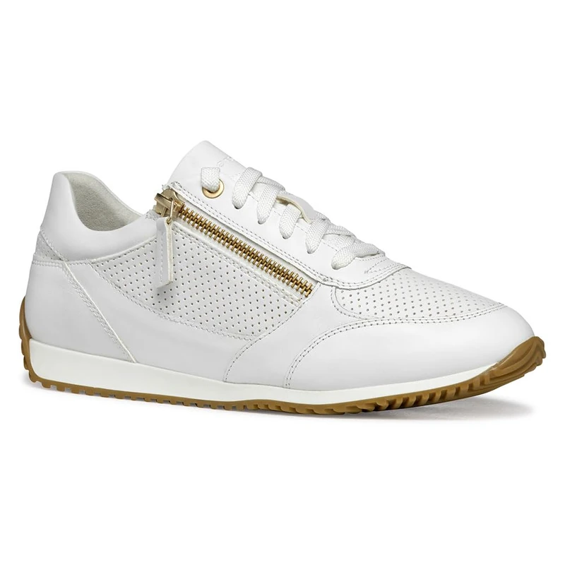 Geox Women's D CALITHE A Sneaker, White, 6 UK
