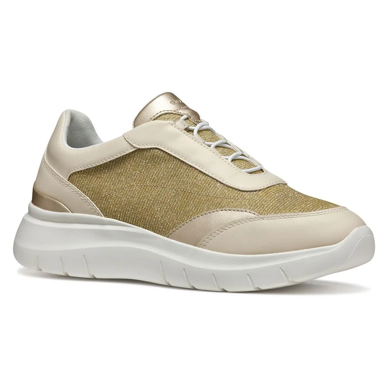 Geox Women's D PLUMMERY A Sneaker, Lt Gold/Papyrus, 7.5 UK