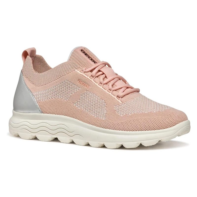 Geox Women's D SPHERICA E Sneaker, Nude/Silver, 7.5 UK