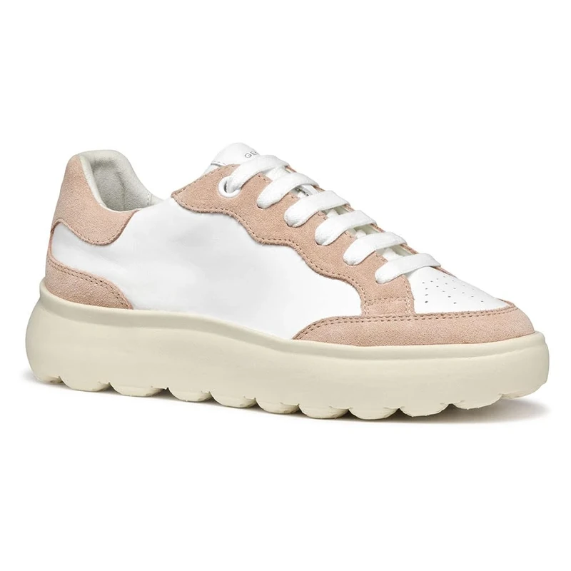 Geox Women's D SPHERICA EC4.1 A Sneaker, White/Nude, 3 UK