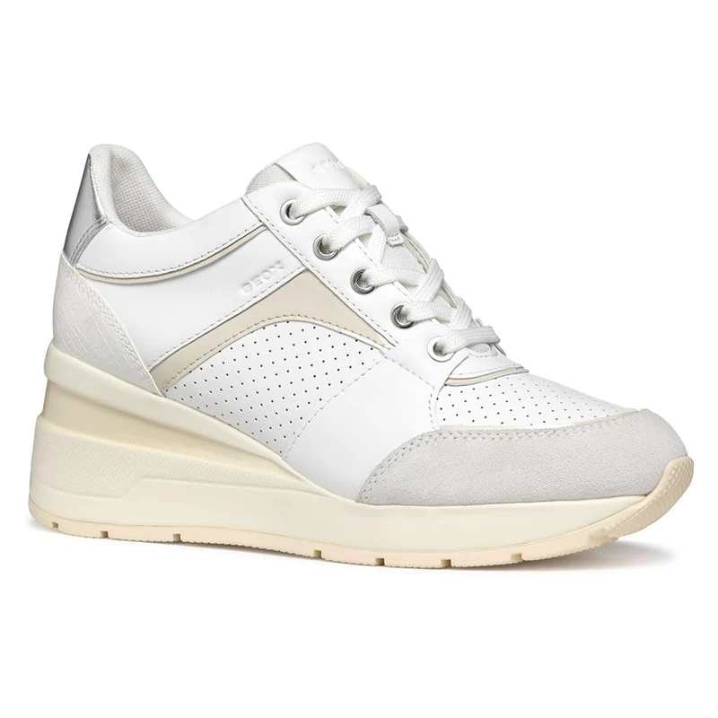 Geox Women's D ZOSMA A Sneaker, White/Off White, 7 UK