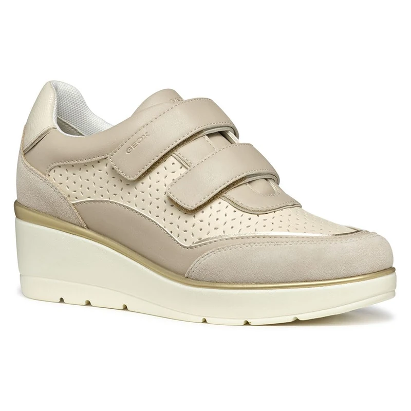 Geox D ILDE A, Women’s Sneaker, Papyrus/Lt Taupe,