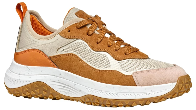 Geox D OLIVIERA + Grip A, Women’s Sneaker, Lt Taupe/Cognac,