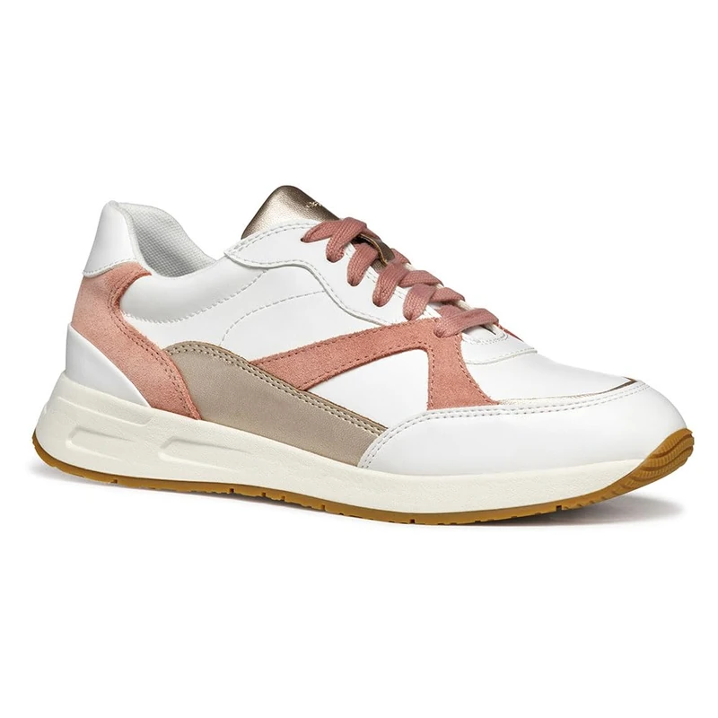 Geox Women's D BULMYA A Sneaker, White/Lt Coral, 4 UK