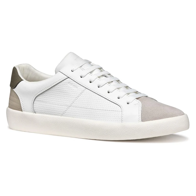 Geox Men's U AFFILE A Sneaker, White/Military, 8 UK