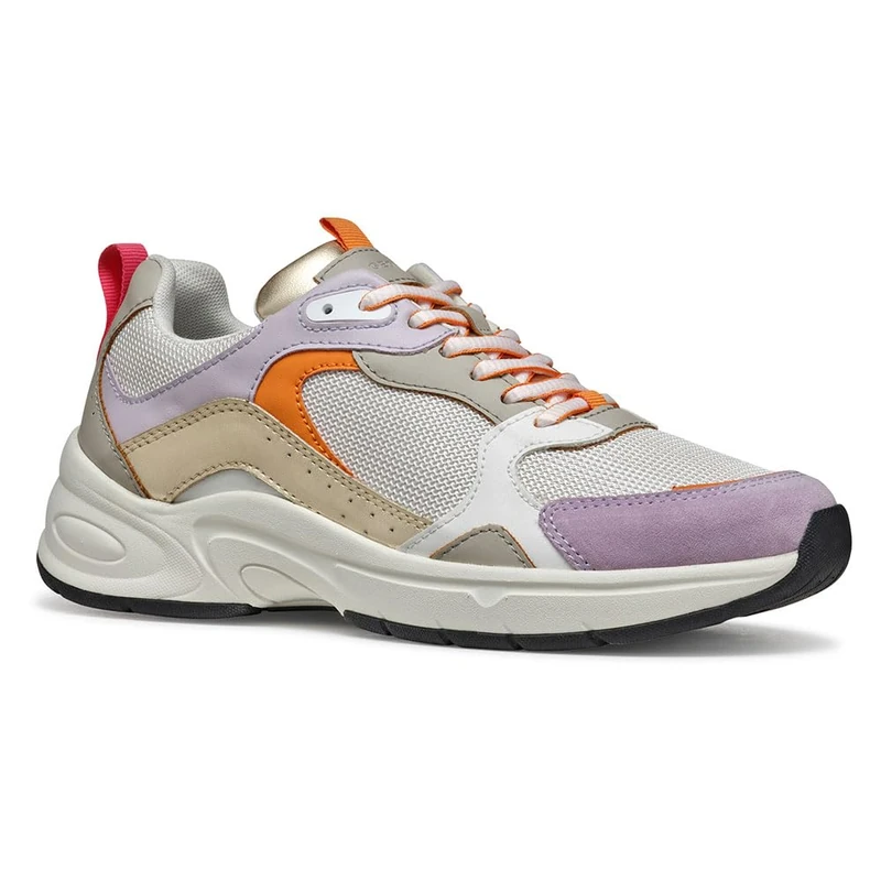 Geox Women's D ZARVIA A Sneaker, Off White/Lilac, 7 UK