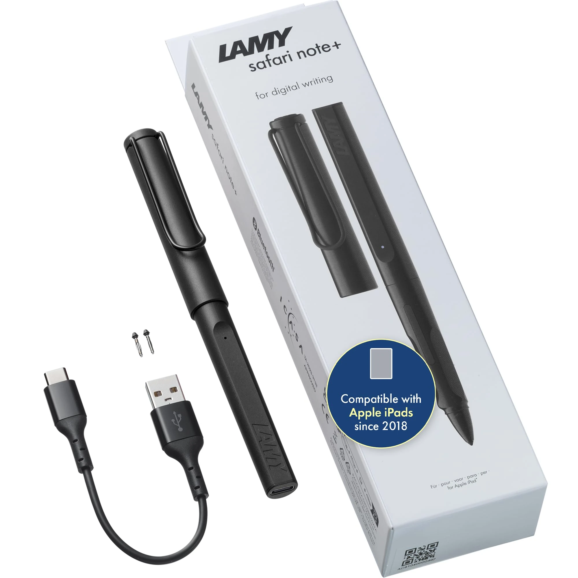 LAMY safari note+ all black iPad Pen -Stylus Pen with palm rejection, tilt sensitivity & ergonomic grip - compatible with various iPad models & generations - up to 10 hours battery life