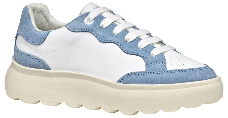 Geox Women's D SPHERICA EC4.1 A Sneaker, White/Lt Blue, 3 UK