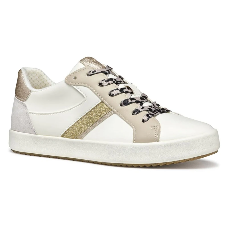 Geox Women's D BLOMIEE C Sneaker, Optic White/Beige, 3 UK