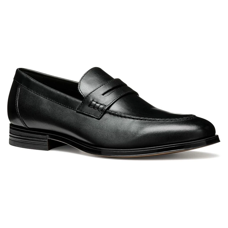 Geox Men's U REZZONICO A Loafer, Black, 8.5 UK