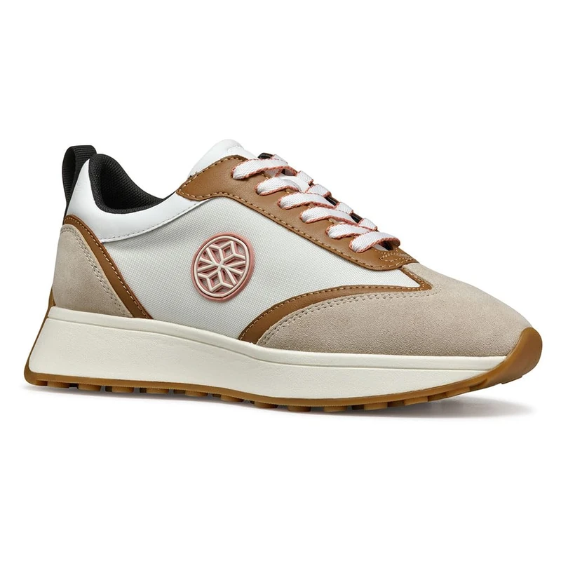 Geox Women's D Amabel A Sneaker, Lt Taupe/White, 7 UK