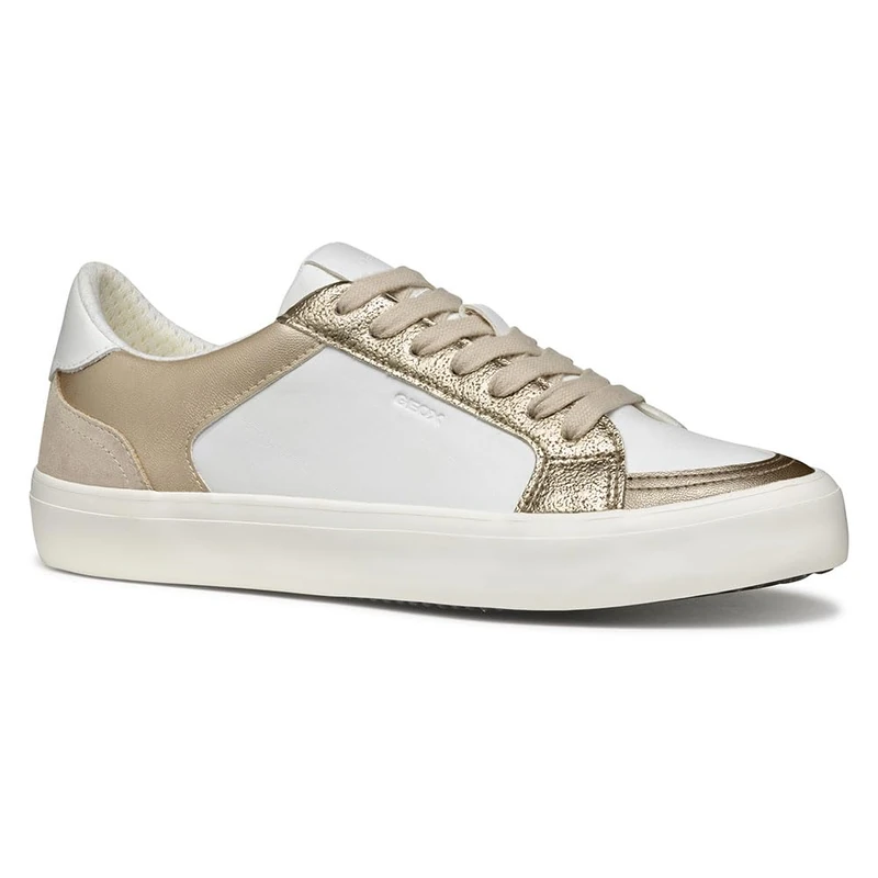 Geox Women's D EMMELENY E Sneaker, White/Lt Gold, 6 UK
