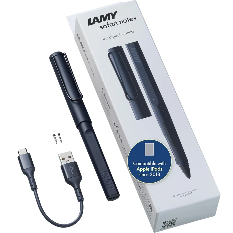 LAMY safari note+ steel black iPad Pen - Stylus Pen with palm rejection, tilt sensitivity & ergonomic grip - compatible with various iPad models & generations - up to 10 hours battery life