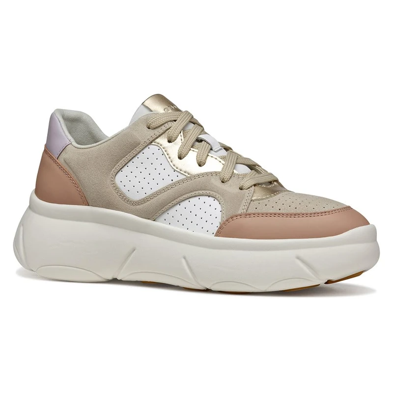 Geox Women's D Nebula 2.0 X B Sneaker, White/Nude, 6 UK