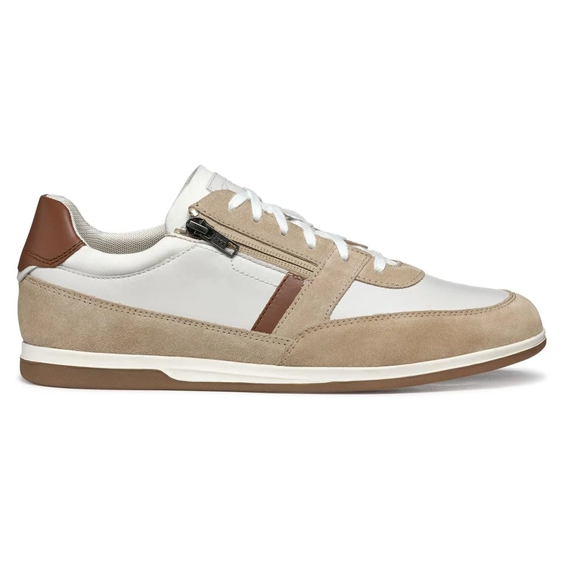 Geox Men's U Renan A Sneaker, White/Beige, 8 UK