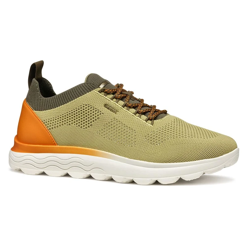 Geox Men's U SPHERICA E Sneaker, Pistachio/Orange, 11 UK