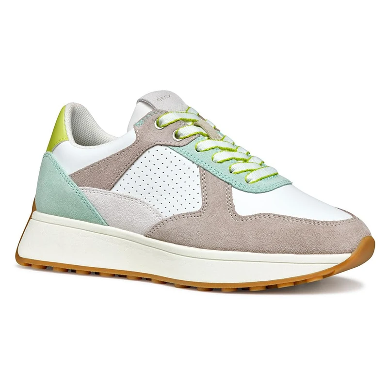 Geox Women's D Amabel A Sneaker, White/Grey, 7 UK