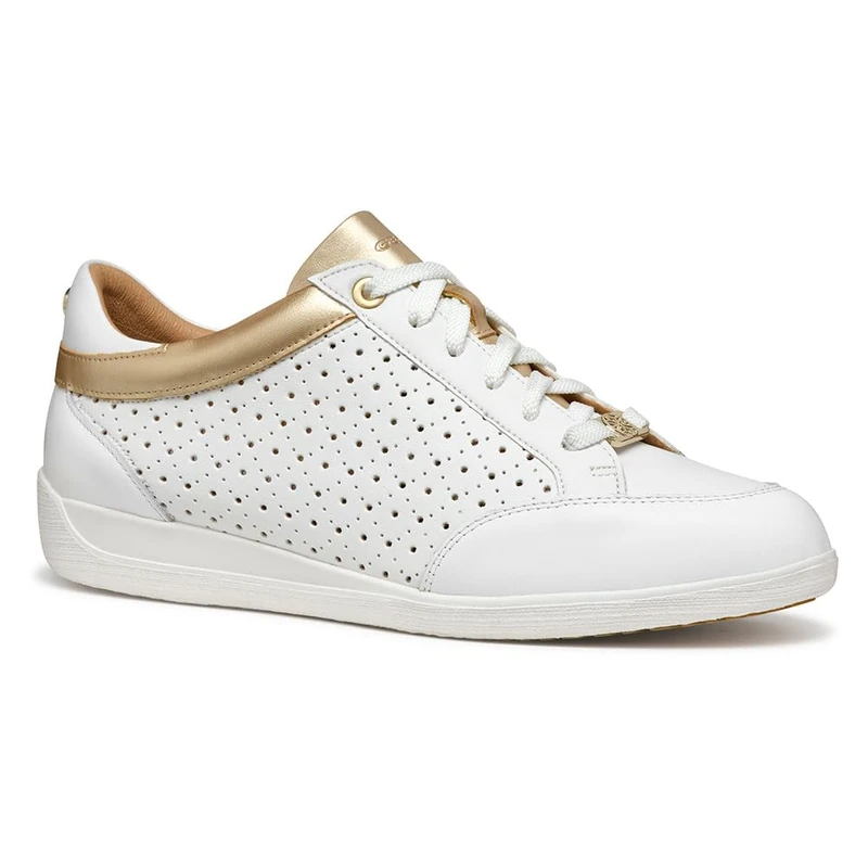 Geox Women's D Myria C Sneaker, White, 4 UK