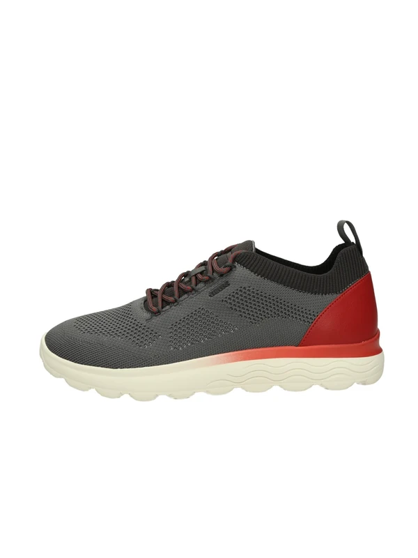 Geox Men's U SPHERICA E Sneaker, Dk Grey/Red, 6.5 UK