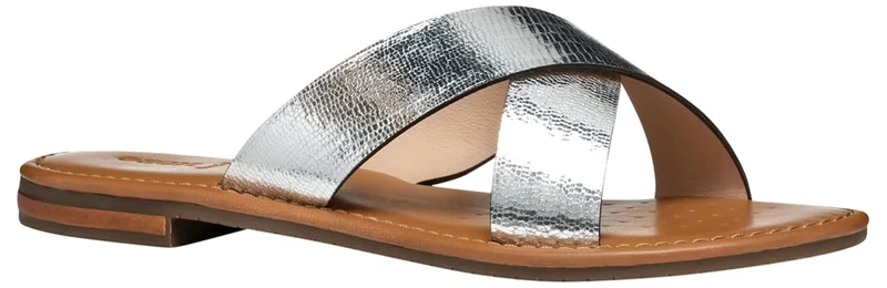 Geox Women's D Sozy S H Slide Sandal, Silver, 4.5 UK