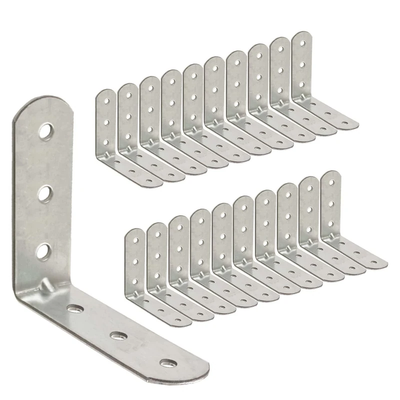OMIDEAS 20 x Angle Bracket (40 x 40 x 16) 90 Degree L Shape Corner Brace Plate Wood Metal Connecting Fixing Joining Repair Support Galvanised Connector