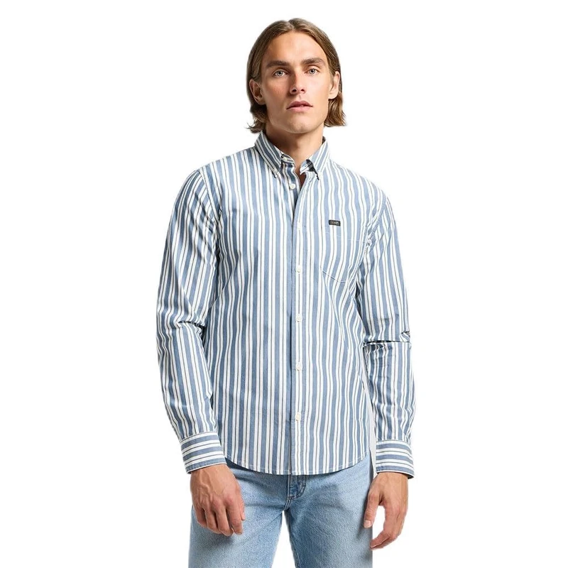 Lee Men's Button Down Shirt, Orion Stripe, M