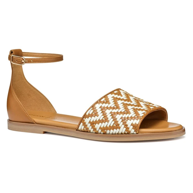 Geox Women's D NAILEEN C Slide Sandal, Camel/Papyrus, 3.5 UK