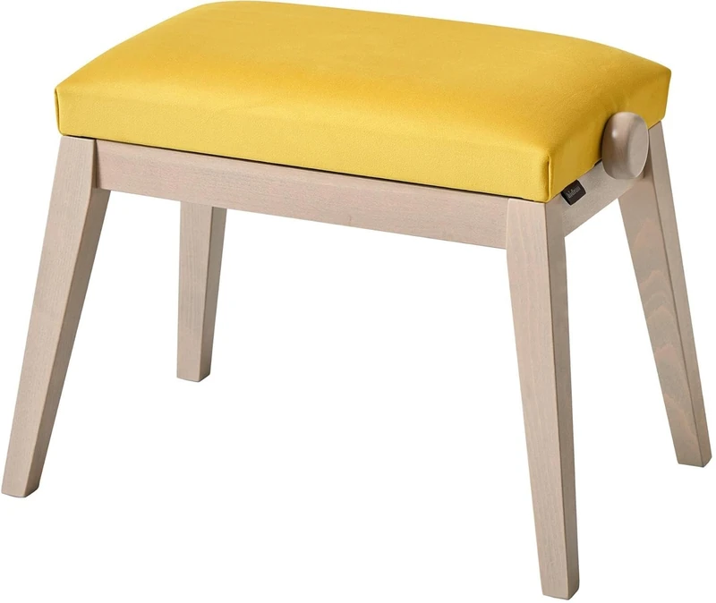 K&M - Grey Beige Piano Stool with Yellow Velvet Seat