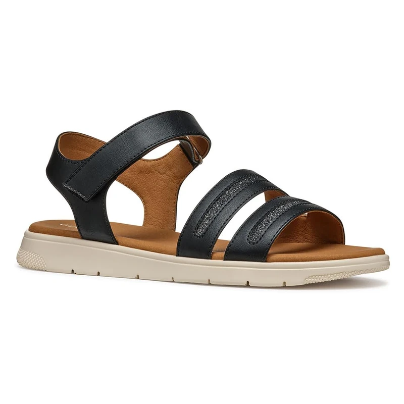 Geox Womens Dandra E Flat Sandal, Black, 7.5 UK