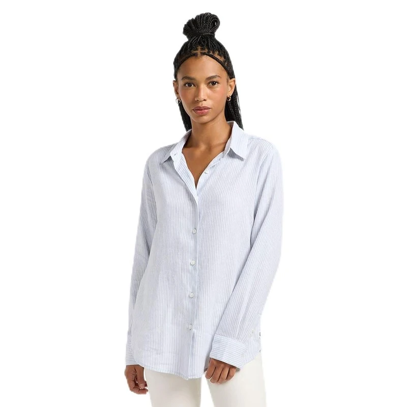 Lee Women's Pocketless Shirt, Concrete Pinstripe, S