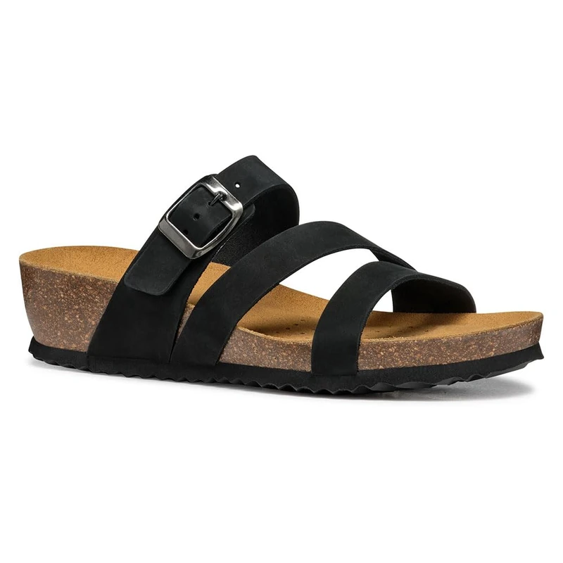 Geox Women's D NEW STHELLAE A Flat Sandal, Black, 7 UK