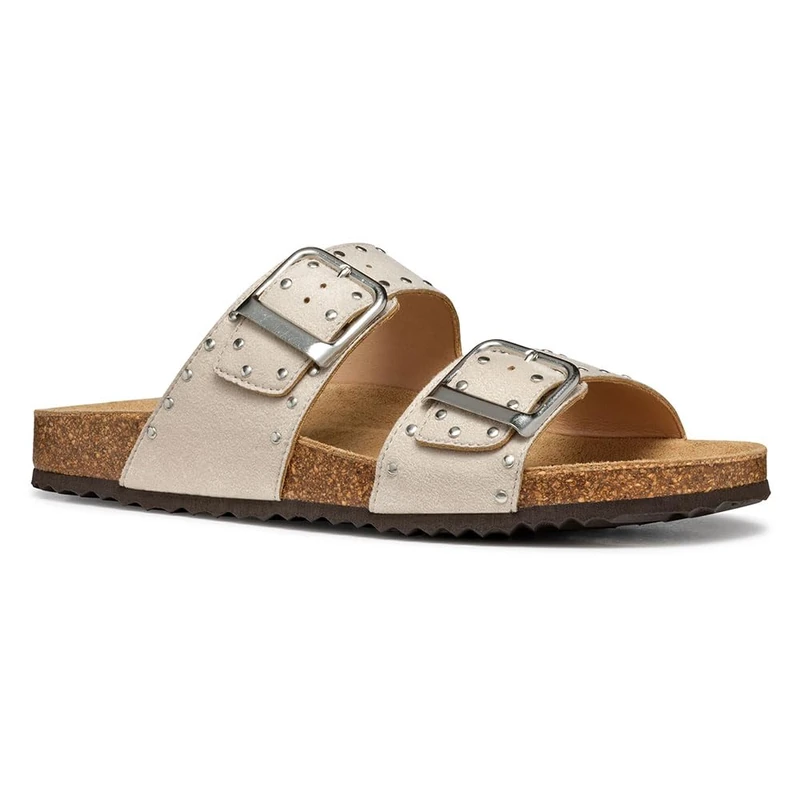 Geox Women's D BRIONIA R I Flat Sandal, Papyrus, 3 UK