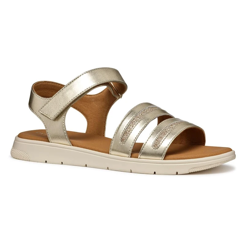 Geox Women's D DANDRA E Flat Sandal, Lt Gold, 5 UK