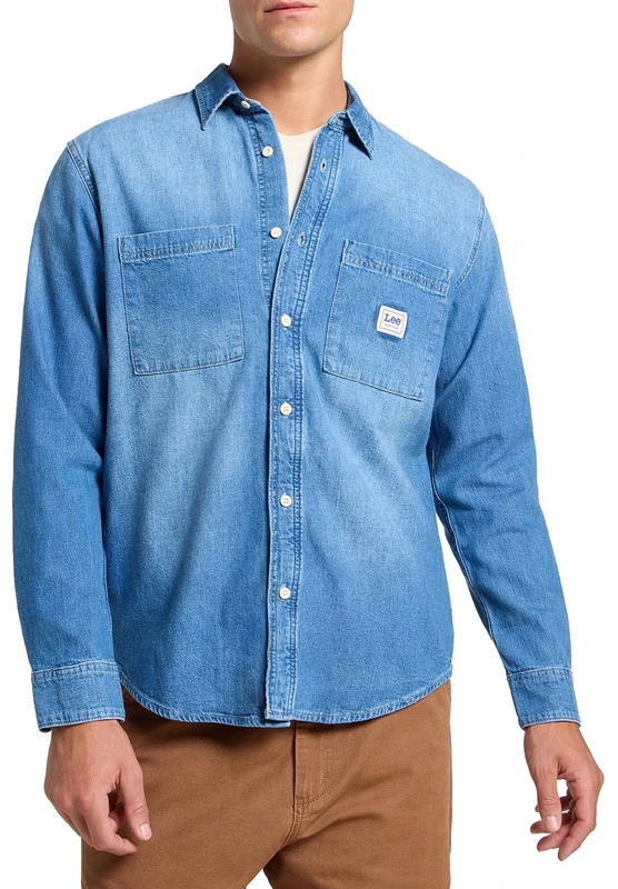 Lee Men's Workwear Shirt 2.0, mid Denim, S
