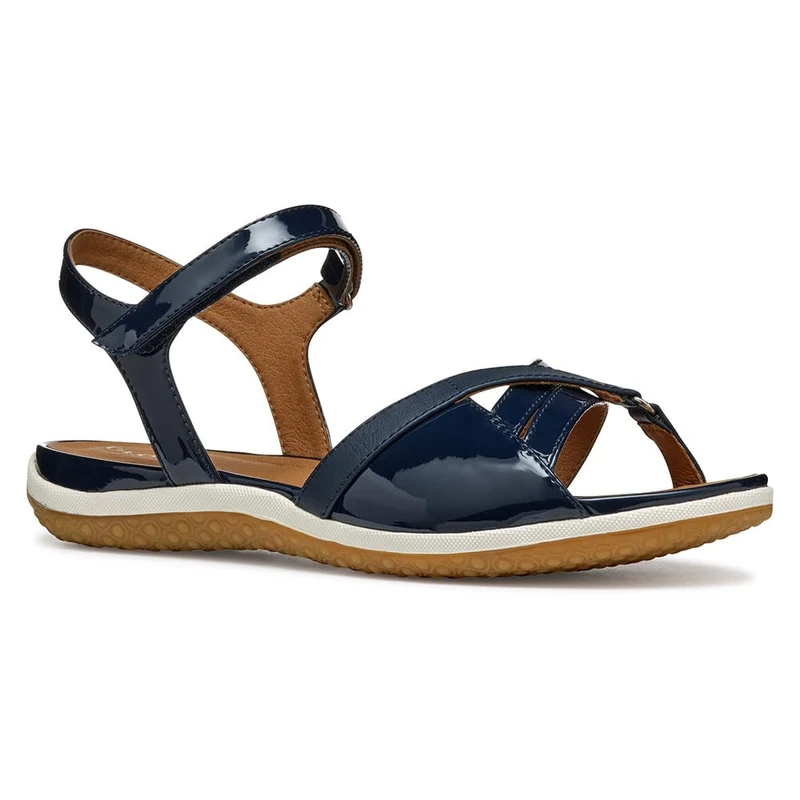 Geox Women's D SANDAL VEGA B Flat, Navy, 4 UK