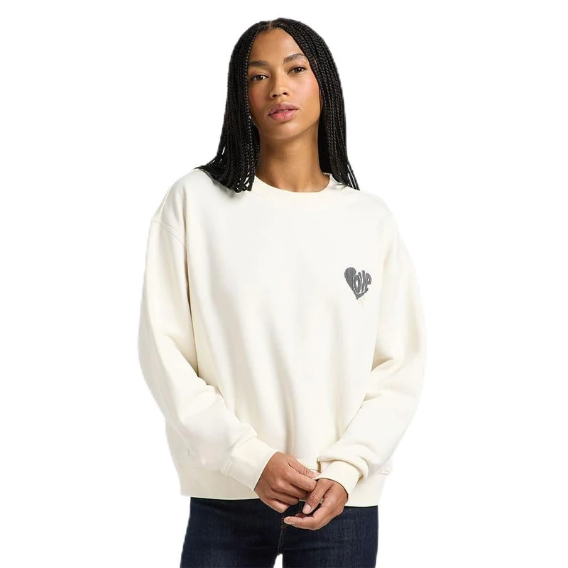 Lee Women's Relaxed Graphic Crew Sweatshirt, Ecru, L