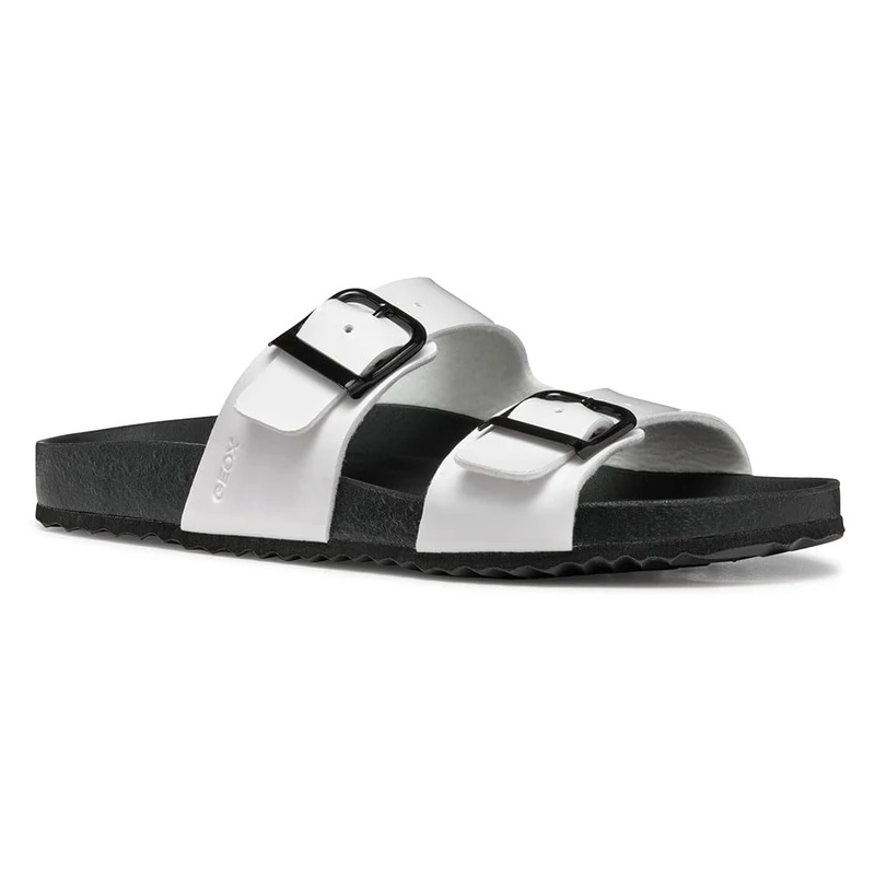 Geox Women's D BRIONIA R M Flat Sandal, White, 5 UK