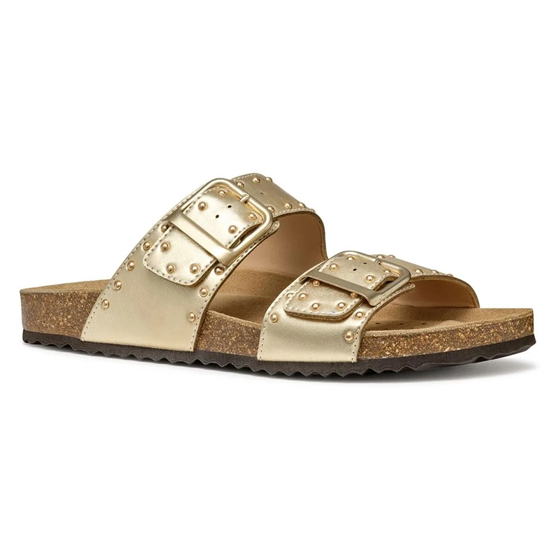 Geox Women's D BRIONIA R I Flat Sandal, Lt Gold, 5 UK