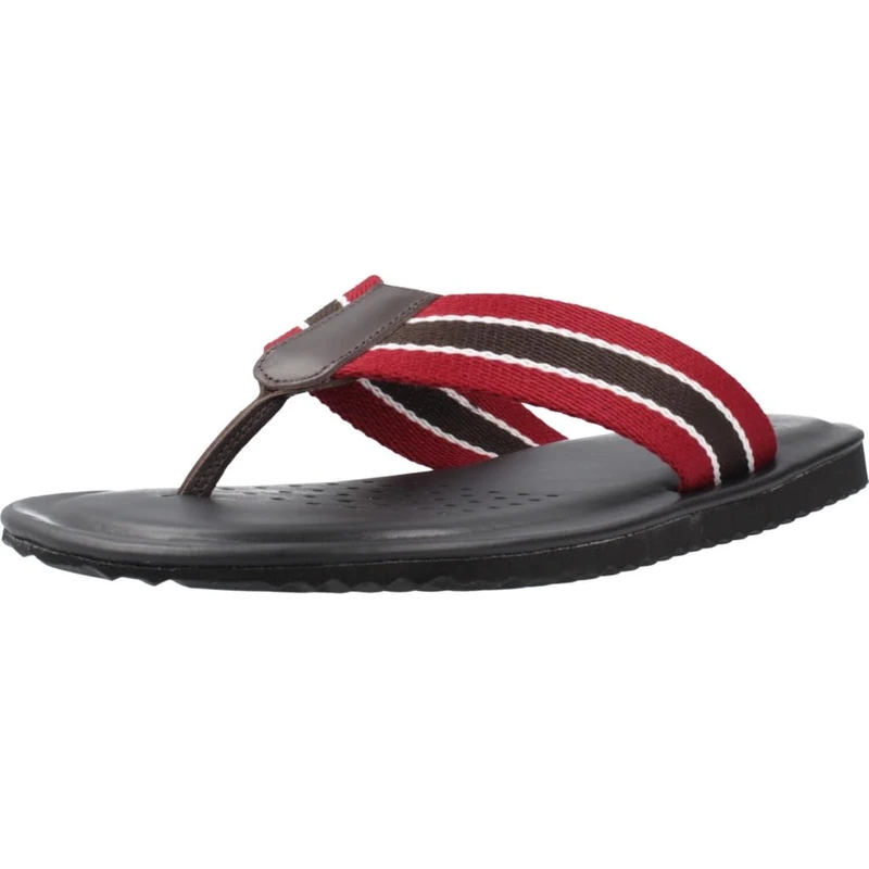 Geox Men's U ERICE B Slide Sandal, Dk Coffee/Red, 10.5 UK